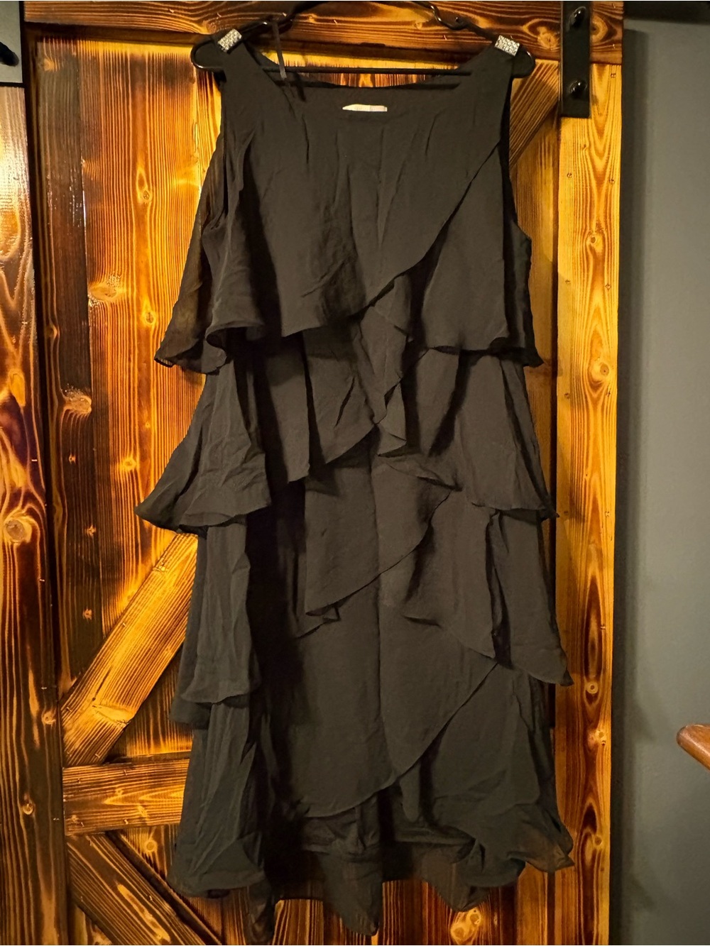 Signature Tessa Black Ruffle Tier Dress. Size 14W